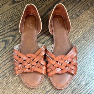 Universal Thread Brown Woven Leather D'Orsay Flats